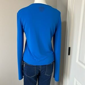 VERSACE Jeans Couture Women’s Blue Long Sleeve Shirt Top Italy Logo Sz XL
